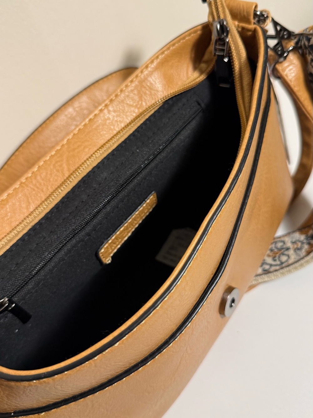 Embroidered Tassel Crossbody Bag in Tan - Picture 8 of 8